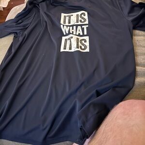 Navy Graphic Long Sleeve Shirt it is what it is size 4XL